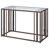 Adri Clear and Black Nickel Rectangular Glass Top Sofa Table from Coaster - Luna Furniture