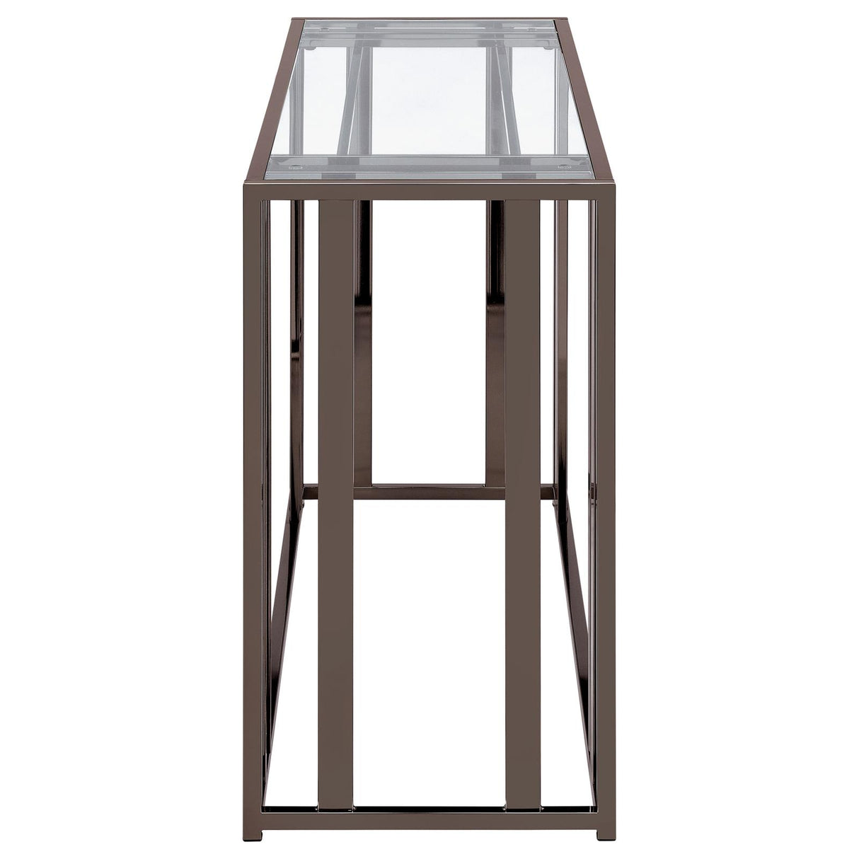 Adri Clear and Black Nickel Rectangular Glass Top Sofa Table from Coaster - Luna Furniture