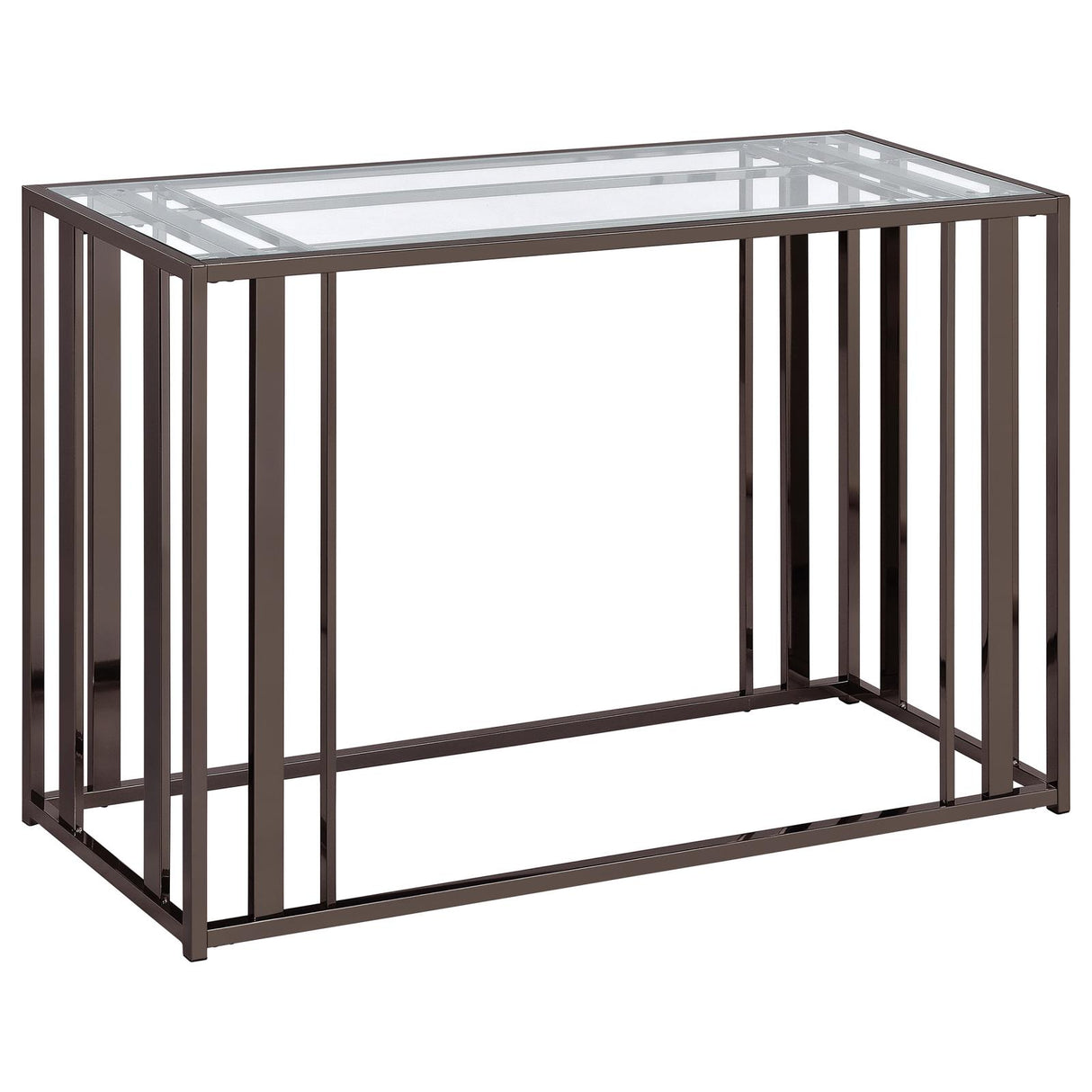 Adri Clear and Black Nickel Rectangular Glass Top Sofa Table from Coaster - Luna Furniture