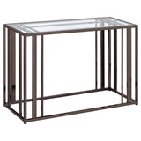 Adri Clear and Black Nickel Rectangular Glass Top Sofa Table from Coaster - Luna Furniture