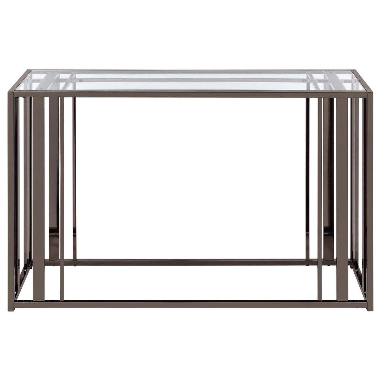 Adri Clear and Black Nickel Rectangular Glass Top Sofa Table from Coaster - Luna Furniture