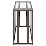 Adri Clear and Black Nickel Rectangular Glass Top Sofa Table from Coaster - Luna Furniture