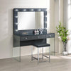 Afshan 3-drawer Vanity Desk with Lighting Mirror Grey High Gloss - 935923 - Luna Furniture