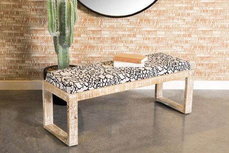 Aiden Sled Leg Upholstered Accent Bench Black and White - 914138 - Luna Furniture