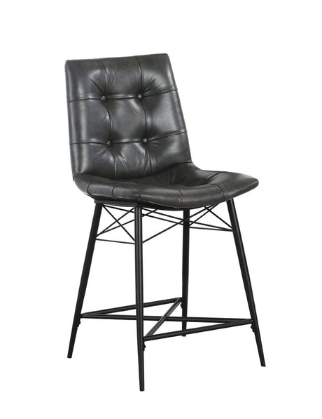 Aiken Upholstered Tufted Counter Height Stools Grey (Set of 2) - 107859 - Luna Furniture