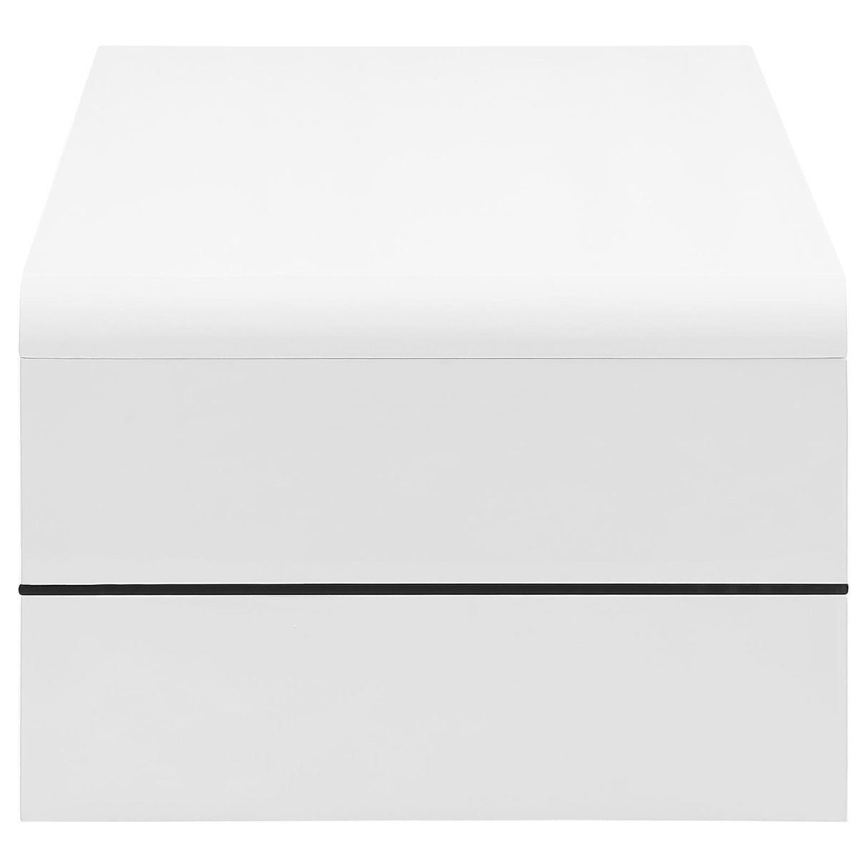 Airell White High Gloss Rectangular Coffee Table with Glass Shelf from Coaster - Luna Furniture