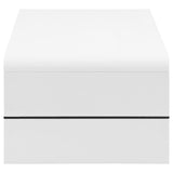 Airell White High Gloss Rectangular Coffee Table with Glass Shelf from Coaster - Luna Furniture