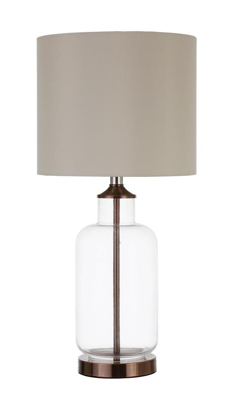 Aisha Drum Shade Table Lamp Creamy Beige and Clear - 920015 - Luna Furniture