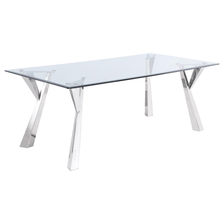 Alaia Rectangular Glass Top Dining Table Clear and Chrome - 190711 - Luna Furniture