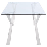 Alaia Clear and Chrome Rectangular Glass Top Dining Table from Coaster - Luna Furniture