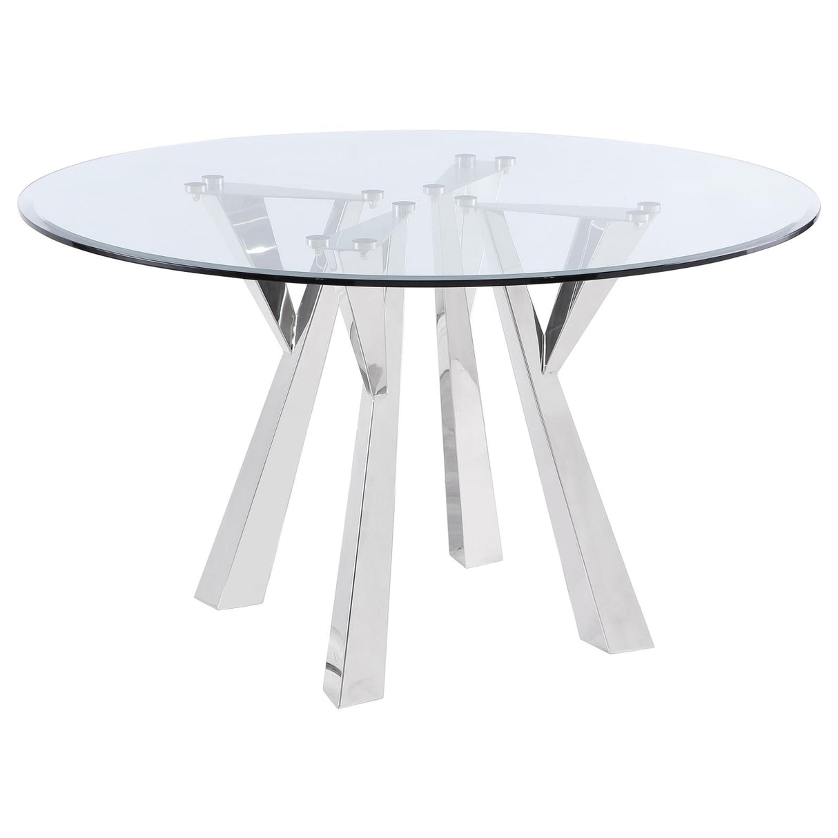 Alaia Clear and Chrome Round Glass Top Dining Table from Coaster - Luna Furniture