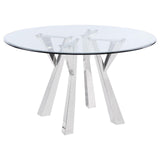 Alaia Clear and Chrome Round Glass Top Dining Table from Coaster - Luna Furniture