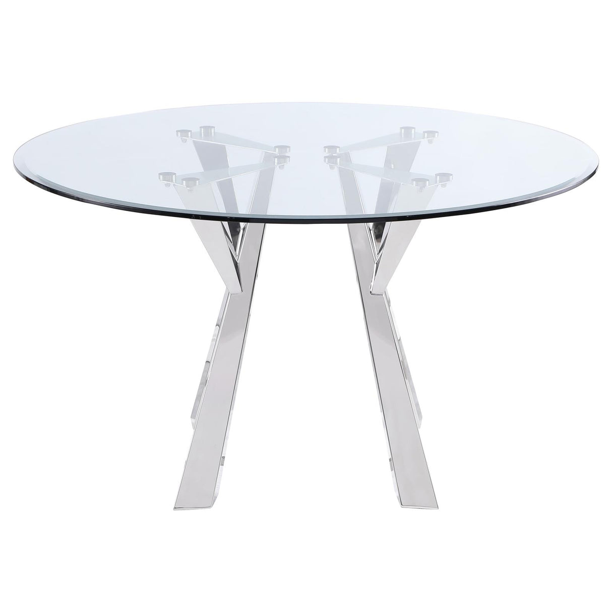 Alaia Clear and Chrome Round Glass Top Dining Table from Coaster - Luna Furniture