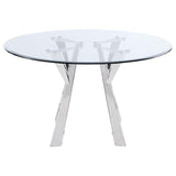Alaia Clear and Chrome Round Glass Top Dining Table from Coaster - Luna Furniture