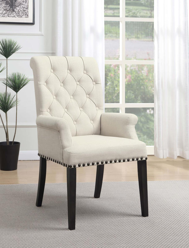 Alana Upholstered Arm Chair Beige and Smokey Black - 107283 - Luna Furniture