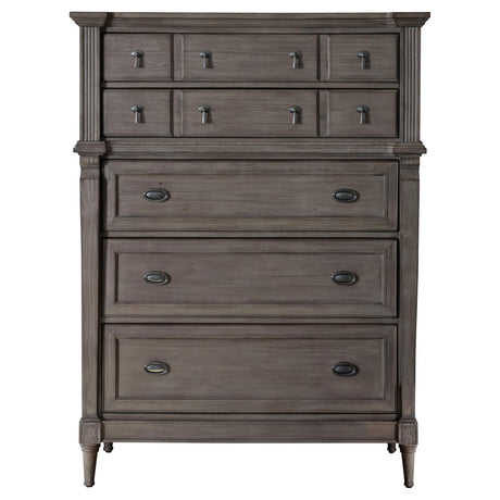 Alderwood 5-drawer Chest French Grey - 223125 - Luna Furniture