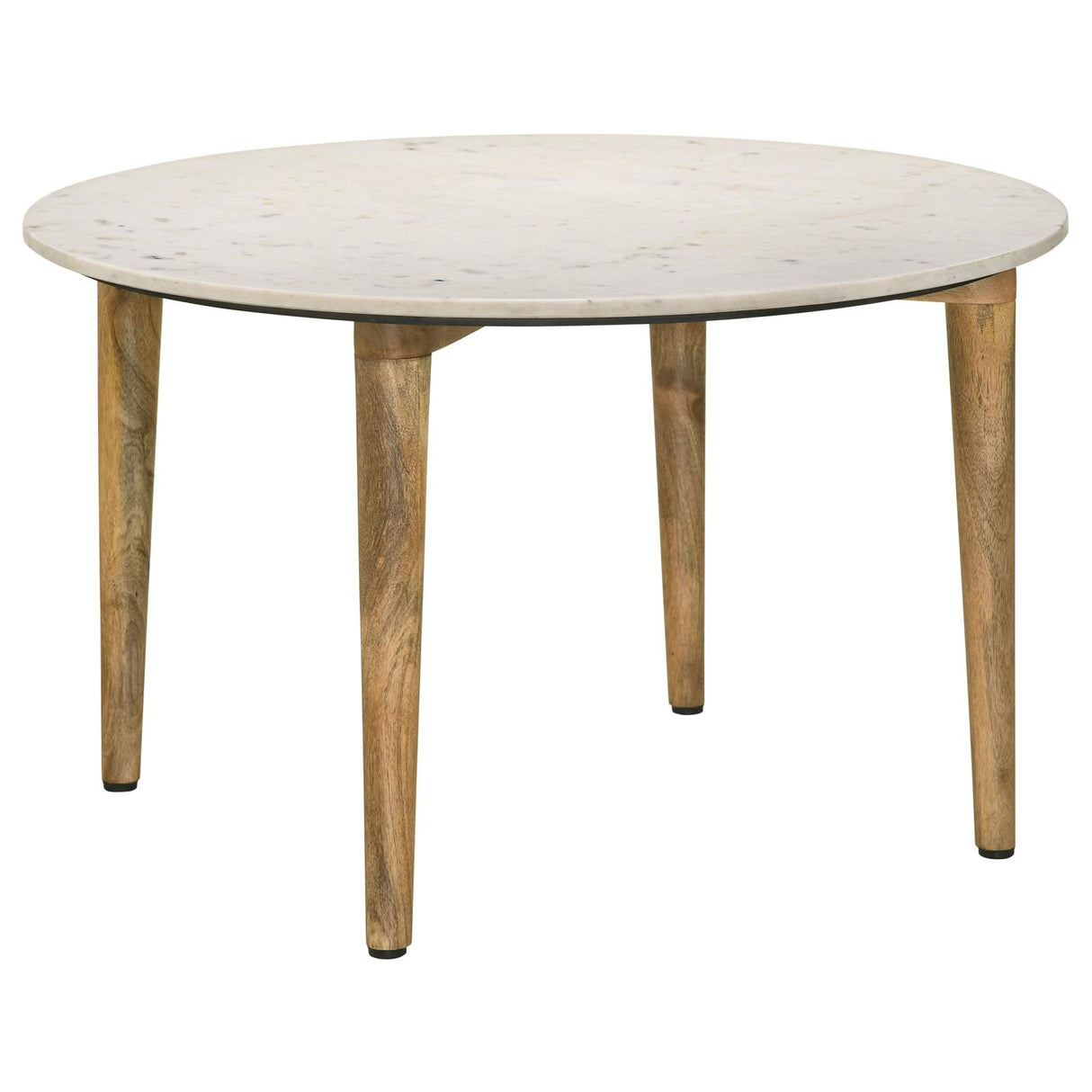 Aldis White and Natural Round Marble Top Coffee Table from Coaster - Luna Furniture