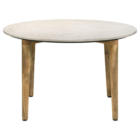 Aldis White and Natural Round Marble Top Coffee Table from Coaster - Luna Furniture
