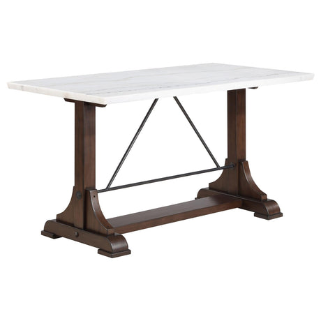Aldrich 5-piece Counter Height Dining Set Genuine White Marble Top and Dark Brown - 182438-S5 - Luna Furniture
