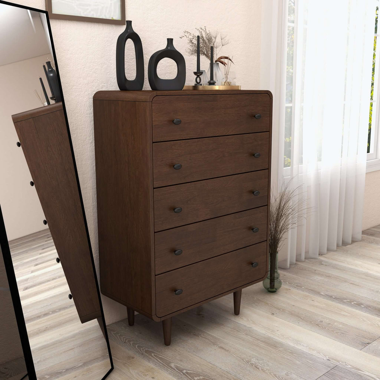 Alexa Mid Century Modern Dresser 6-Drawers - AFC00386 - Luna Furniture