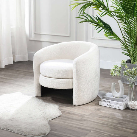 Alexon Mid-Century Modern Luxury Barrel Lounge Chair in White Boucle - AFC01921 - Luna Furniture