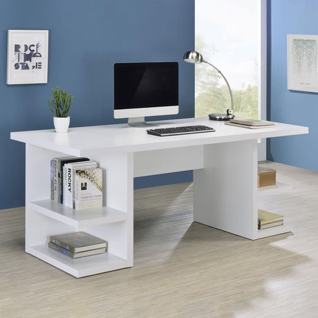 Alice White Writing Desk with Open Shelves from Coaster - Luna Furniture