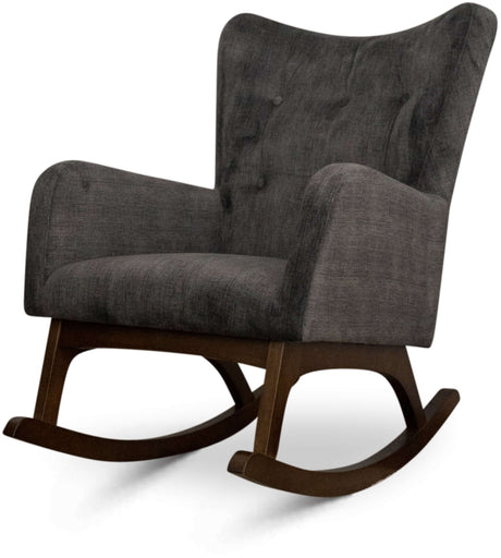 Alistair Solid Wood Rocking Chair Grey Linen - AFC00031 - Luna Furniture