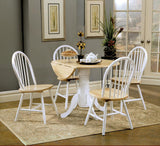 Allison Natural Brown and White 5-Piece Drop Leaf Dining Set from Coaster - Luna Furniture