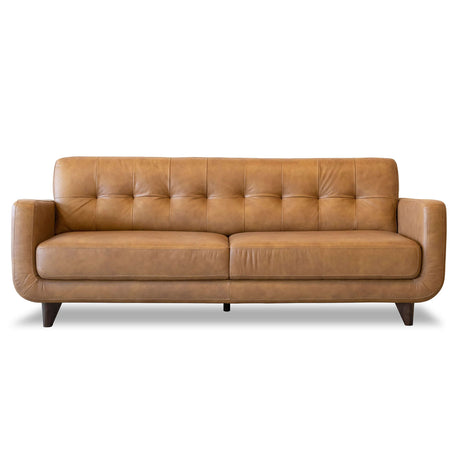 Allison Tufted Back Cognac Tan Genuine Leather Sofa - AFC00366 - Luna Furniture