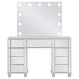 Allora 9-drawer Mirrored Storage Vanity Set with Hollywood Lighting Metallic - 930242 - Luna Furniture