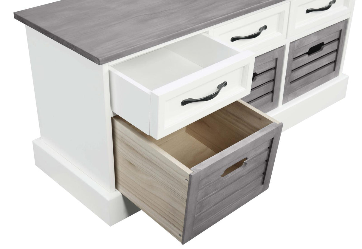 Alma 3-drawer Storage Bench White and Weathered Grey - 501196 - Luna Furniture