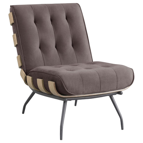 Aloma Armless Tufted Accent Chair Dark Brown - 907503 - Luna Furniture