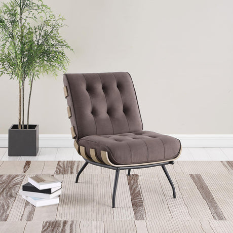 Aloma Armless Tufted Accent Chair Dark Brown - 907503 - Luna Furniture