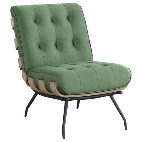 Aloma Armless Tufted Accent Chair Green - 907502 - Luna Furniture