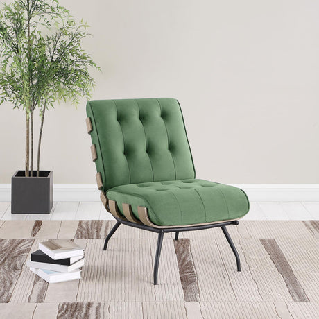 Aloma Armless Tufted Accent Chair Green - 907502 - Luna Furniture