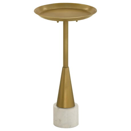 Alpine Round Metal Side Table White and Gold - 936094 - Luna Furniture