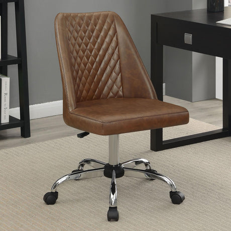 Althea Upholstered Tufted Back Office Chair Brown and Chrome - 881197 - Luna Furniture
