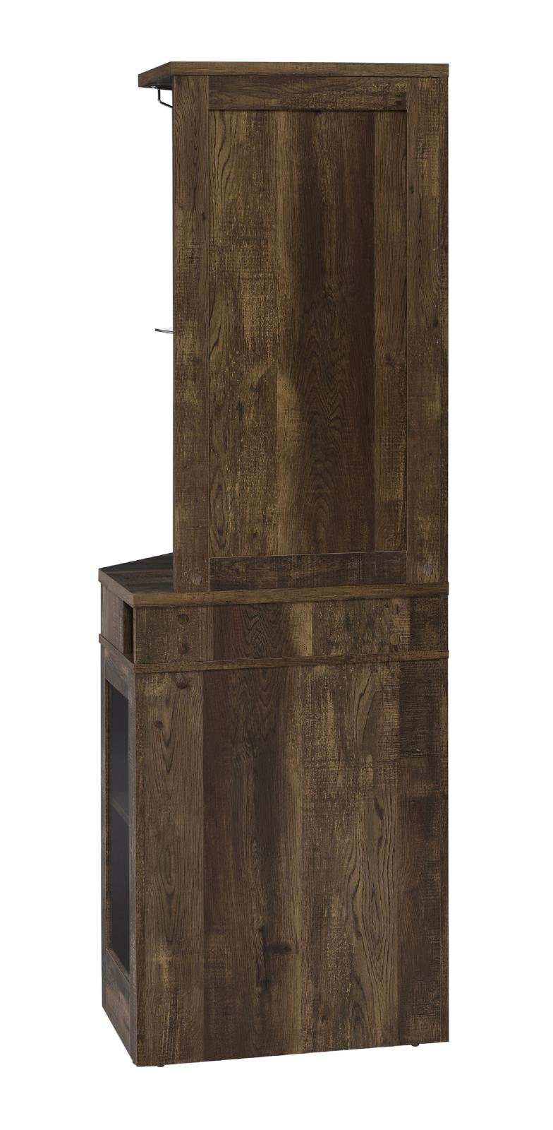 Alviso Rustic Oak Corner Bar Cabinet with Stemware Rack from Coaster - Luna Furniture