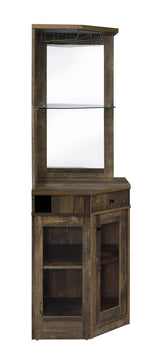 Alviso Corner Bar Cabinet with Stemware Rack Rustic Oak - 182303 - Luna Furniture