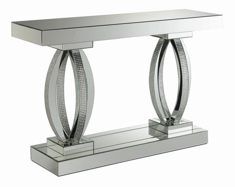 Amalia Rectangular Sofa Table with Shelf Clear Mirror - 722519 - Luna Furniture