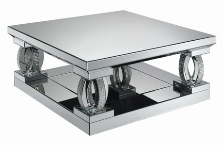 Amalia Clear Mirror Square Coffee Table with Lower Shelf from Coaster - Luna Furniture