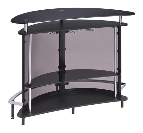 Amarillo Black and Chrome 2-Tier Bar Unit from Coaster - Luna Furniture