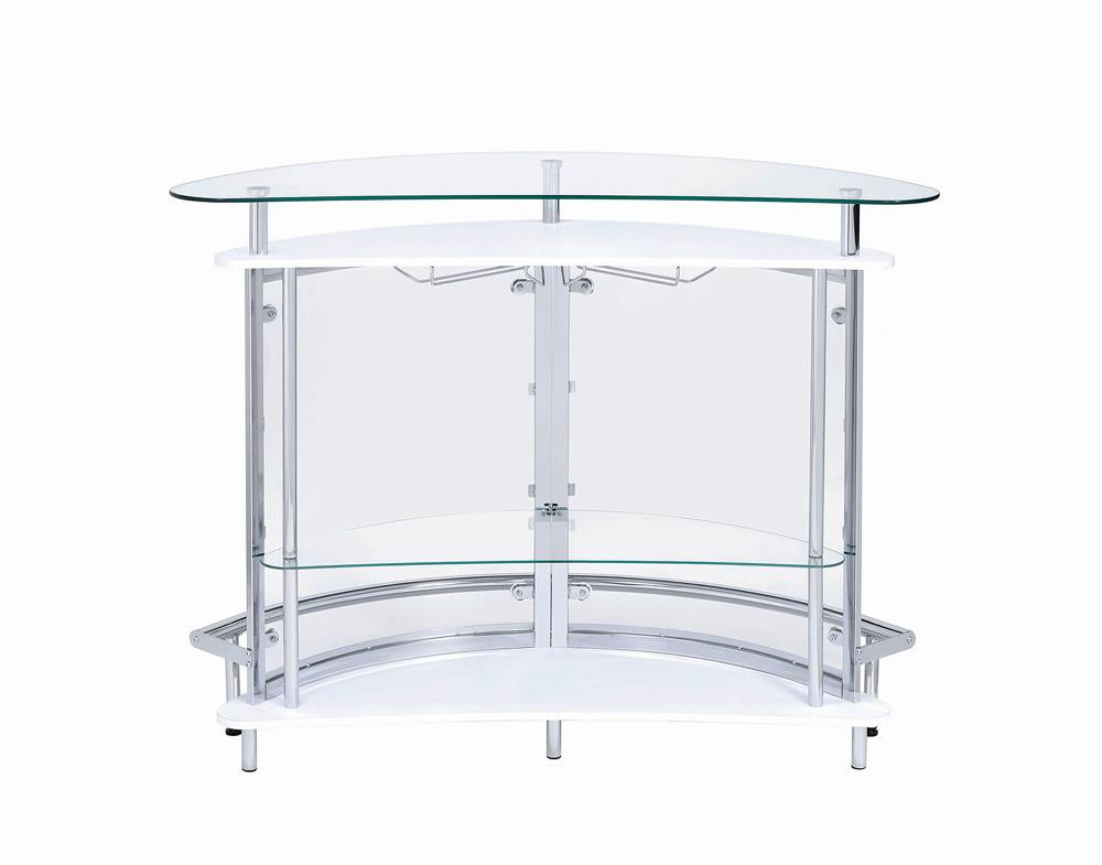 Amarillo White and Chrome 2-Tier Bar Unit from Coaster - Luna Furniture