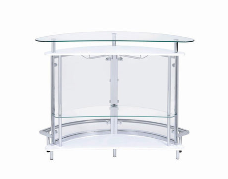 Amarillo White and Chrome 2-Tier Bar Unit from Coaster - Luna Furniture