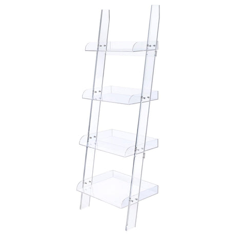 Amaturo Clear 4-Shelf Ladder Bookcase from Coaster - Luna Furniture