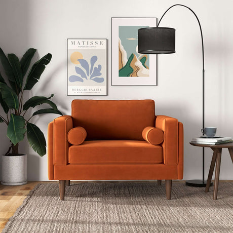 Amber Burnt Orange Velvet Lounge Chair - AFC00197 - Luna Furniture