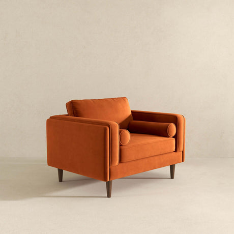Amber Burnt Orange Velvet Lounge Chair - AFC00197 - Luna Furniture