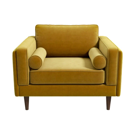 Amber Dark Yellow Velvet Lounge Chair - AFC00168 - Luna Furniture