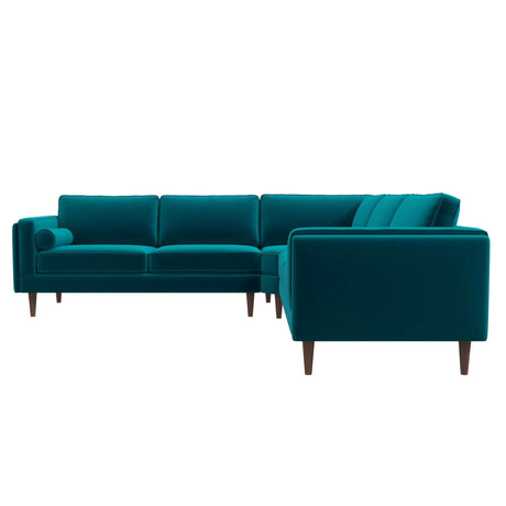 Amber Mid-Century Modern Corner Sectional Sofa Teal / Velvet - AFC00593 - Luna Furniture