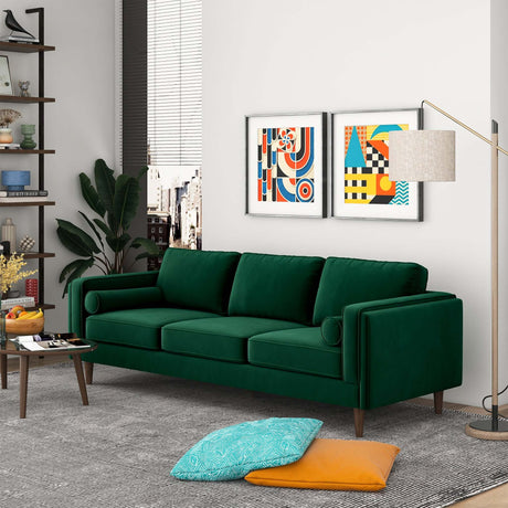 Amber Mid Century Modern Dark Green Luxury Modern Velvet Sofa - AFC00112 - Luna Furniture